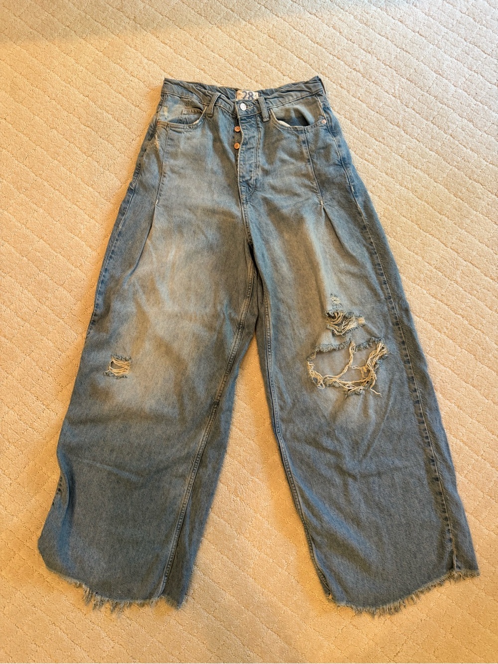 Free People Wide-Leg Distressed Jeans